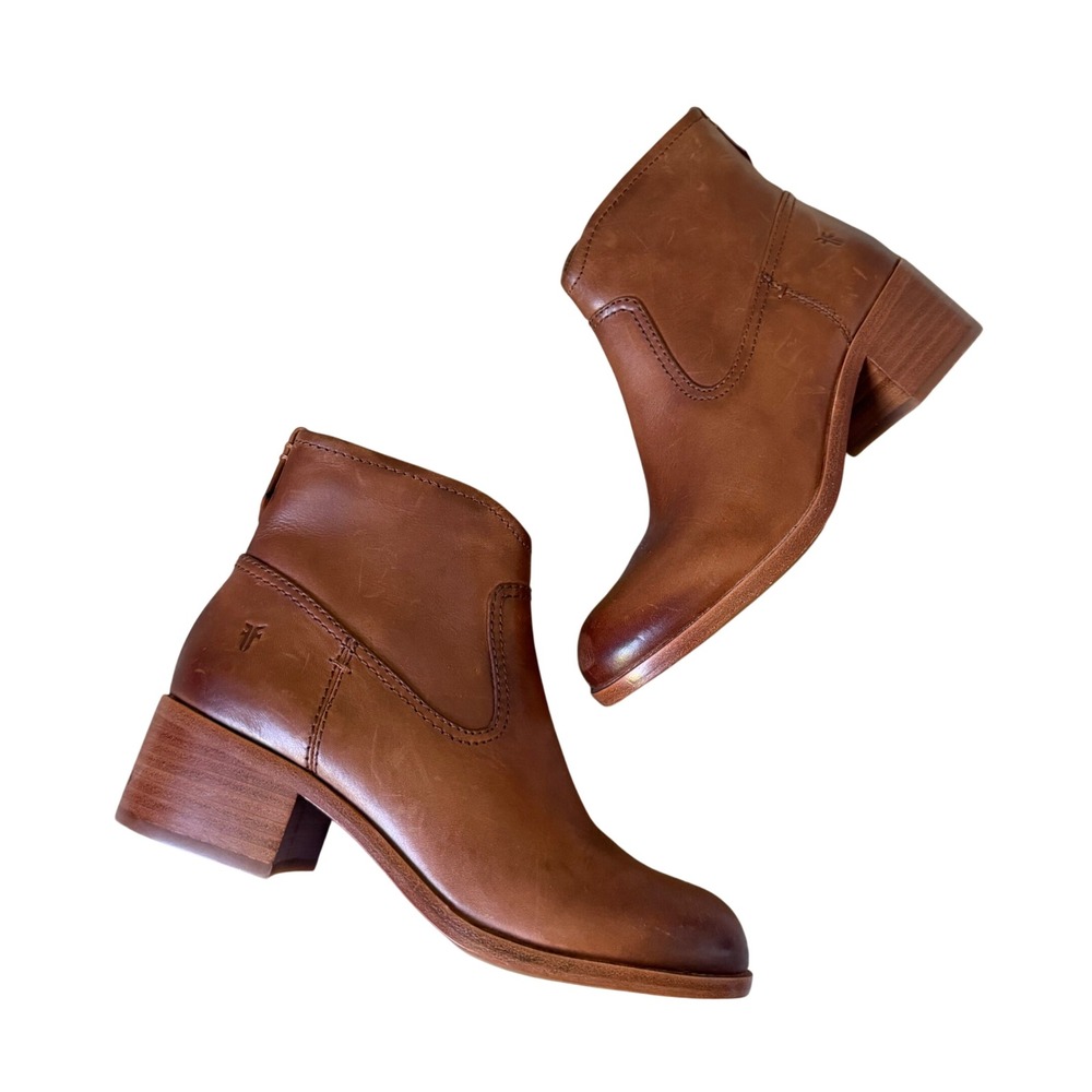 Frye Bootie Boots Cognac Brown Leather 5.5 NB